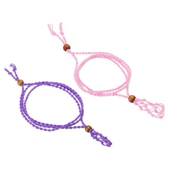 Uxcell Necklace Cord Empty Stone Holder Crystal Cage Necklace Holder Adjustable, Pink Purple 2 Pack
