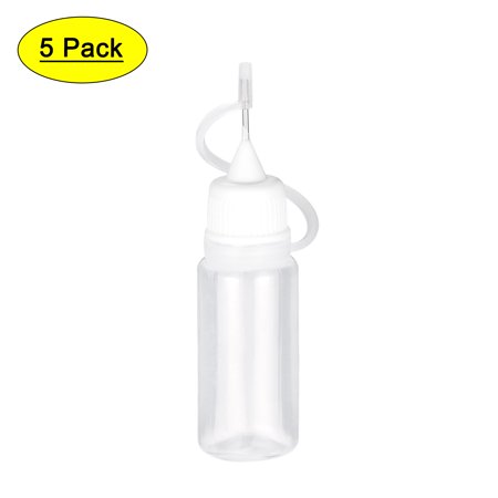 Uxcell Needle Tip Bottle Precision Plastic Applicator 15ml with White Cap, 5 Count