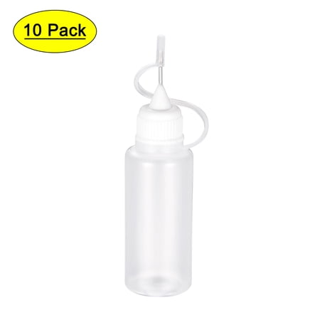 Uxcell Needle Tip Bottle Precision Plastic Applicator 20ml with White Cap, 10 Count