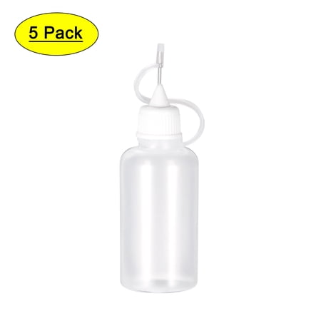 Uxcell Needle Tip Bottle Precision Plastic Applicator 30ml with White Cap, 5 Count