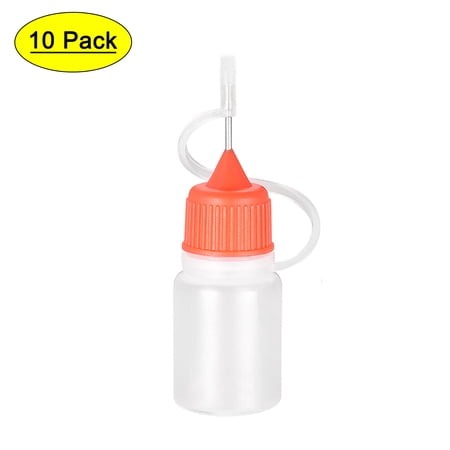 Uxcell Needle Tip Bottle Precision Plastic Applicator 5ml with Red Cap, 10 Count