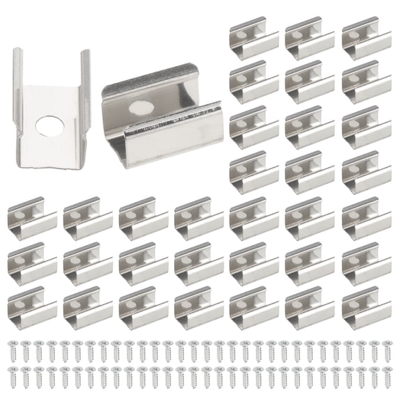Uxcell Neon Rope Light Mounting Bracket, 50pcs Stainless Steel Fixing Clip Holder Clamp for 8x16mm LED Strip
