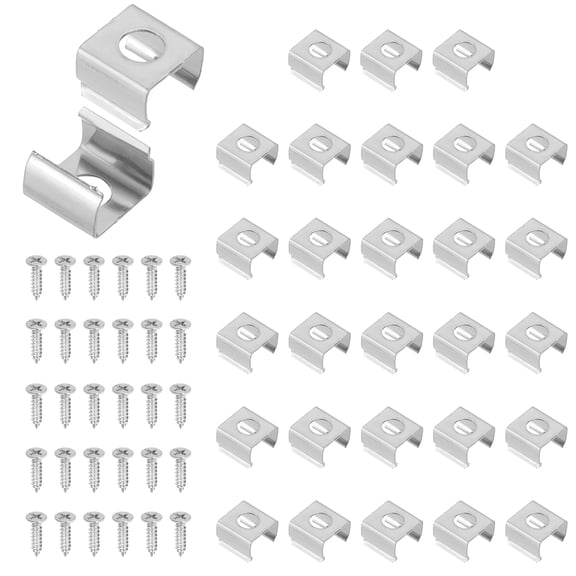 Uxcell Neon Rope Light Mounting Brackets, 70 Pcs Neon LED Lights Stainless Steel Install Fixing Clips Accessories for 7.6mm Silicone Neon Sign Flex Strip Lighting