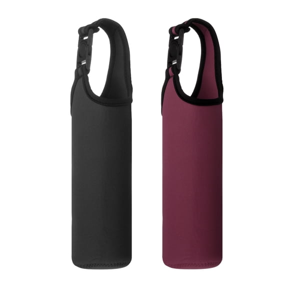 Uxcell Neoprene Water Bottle Sleeves, Water Bottle Carrier Bottle Can Sleeves with Carrying Handle for Cycling Camping Black/Dark Red