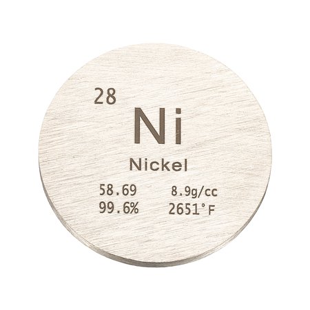Uxcell Nickel Disc, 1.2 inch Ni Density Circle Sheets Plates High Density Element Cube Unique Metal Periodic Table for Collections Lab Experiment Chemistry Teacher Scientific