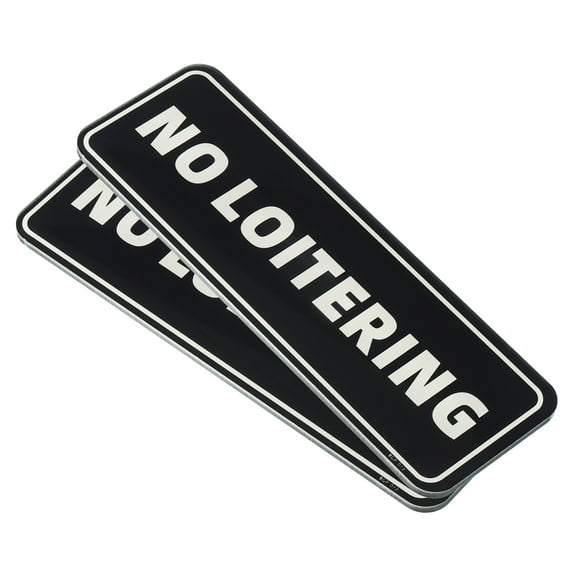 Uxcell No Loitering Sign 9"x3" Self Adhesive Door Sticker Symbol Black 2 Pack