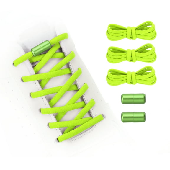 Uxcell No Tie Shoelaces Tieless Elastic Shoe Laces Replacement with 2 Metal Locks Buckles Fit for Sneakers Canvas Shoes Light Green