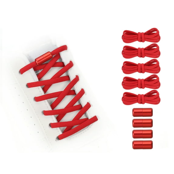 Uxcell No Tie Shoelaces Tieless Elastic Shoe Laces Replacement, with 4 Metal Locks Buckles Fit for Sneakers Canvas Shoes Red