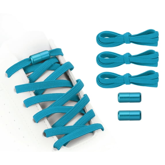 Uxcell No Tie Shoelaces Tieless Elastic Shoe Laces with 2 Metal Locks Buckles Fit for Adults Sneakers Canvas Shoes Light Blue