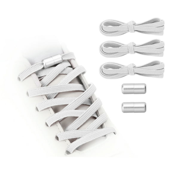 Uxcell No Tie Shoelaces Tieless Elastic Shoe Laces with 2 Metal Locks Buckles Fit for Adults Sneakers Canvas Shoes White