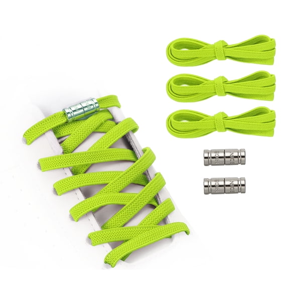 Uxcell No Tie Shoelaces Tieless Elastic Shoe Laces, with 2 Metal Locks Buckles Fit for Adults Sneakers Light Green