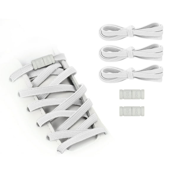 Uxcell No Tie Shoelaces Tieless Elastic Shoe Laces, with 2 Metal Locks Buckles Fit for Adults Sneakers White