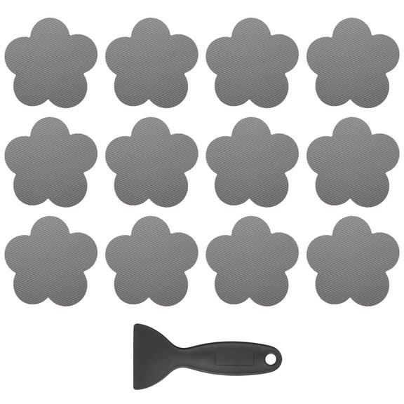 Uxcell Non Slip Bathtub Stickers, Anti Slip Shower Stickers with Scraper Bathroom Decals Flower Shape Cute Treads Tub Gray