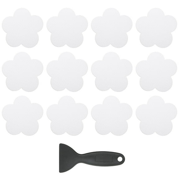 Uxcell Non Slip Bathtub Stickers, Anti Slip Shower Stickers with Scraper Bathroom Decals Flower Shape Cute Treads Tub Transparent