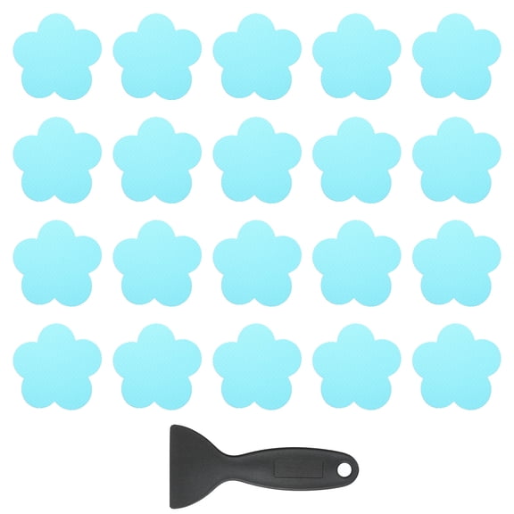 Uxcell Non Slip Bathtub Stickers, Anti Slip Shower Stickers with Scraper Bathroom Floor Decals Flower Shape Blue