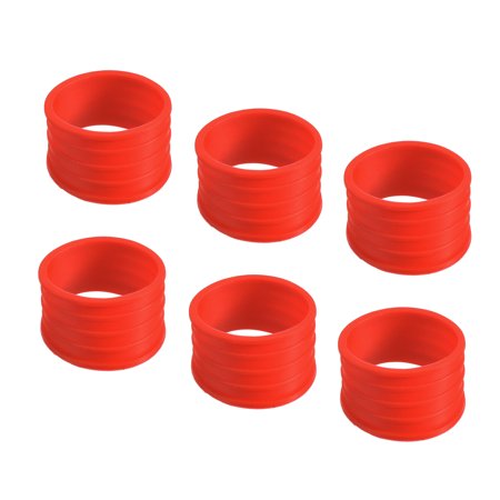 Uxcell Non Slip Rubber Badminton Racket Racquet Grip Band Fix Ring, Red 6 Pack