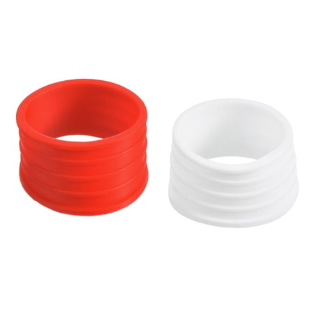 Uxcell Non Slip Rubber Badminton Racket Racquet Grip Band Fix Ring, Red/White 10 Pack