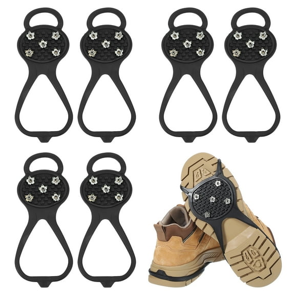 Uxcell Non-Slip Spikes, Ice Grippers Traction Cleats with 5 Steel Studs Cleats Snow Shoe Spikes Grip Black Size-S