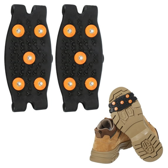 Uxcell Non-Slip Spikes, Ice Grippers Traction Cleats with 5 Steel Studs Cleats Snow Shoe Spikes Grip Black