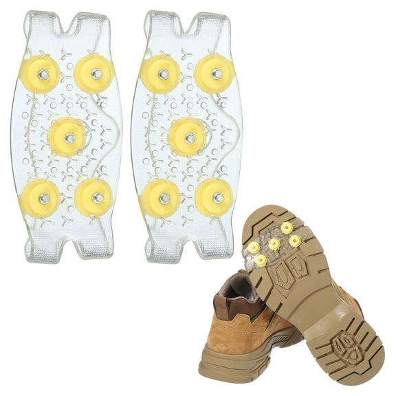 Uxcell Non-Slip Spikes, Ice Grippers Traction Cleats with 5 Steel Studs Cleats Snow Shoe Spikes Grip Transparent