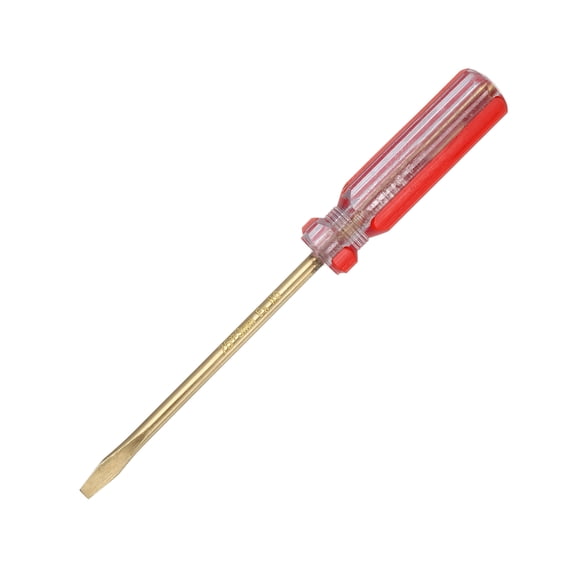 Uxcell Non-Sparking Screwdriver SL3 4.1x75mm Tip Aluminum Bronze Flat Head Strike Cap Slotted Screwdriver Non-Magnetic for Appliances Repair Improvement, Transparent Red