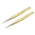 thumbnail image 1 of Uxcell Non-magnetic Straight Tip Tweezer Anti-static Precision Multifunctional Gold Tone 2Pcs, 1 of 5