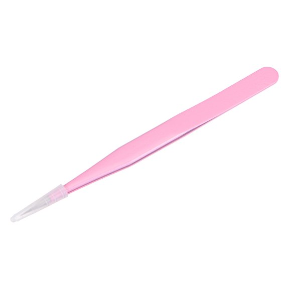 Uxcell Non-magnetic Straight Tip Tweezer Anti-static Precision Multifunctional Pink