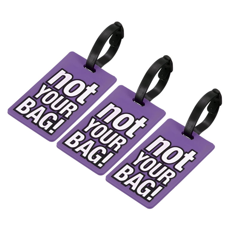 Uxcell Not Your Bag Pattern PVC Luggage Tag Identifier Card Holder Label Travel Bag Tag Purple 3 Pack