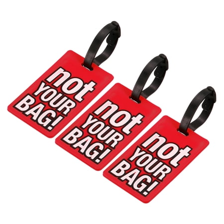 Uxcell Not Your Bag Pattern Luggage Tag Identifier Card Holder Label Travel Bag Tag, Red 3 Pack
