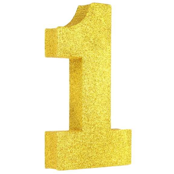 Uxcell Number 1 Glitter Number Birthday Decoration, 7.9" Glitter Number Centerpiece Decoration, Gold Numbers Anniversary Table Decorations for Birthday Celebrations Anniversary(4.3" L)