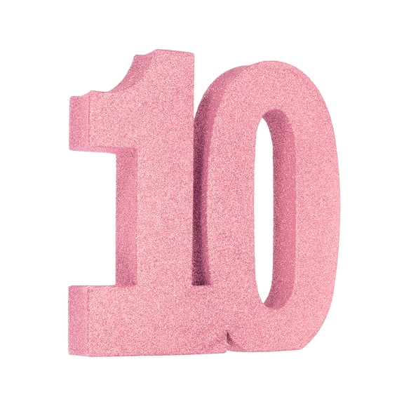 Uxcell Number 10 Glitter Number Birthday Decoration, 7.9" Glitter Number Centerpiece Decoration, Light Pink Numbers Anniversary Table Decorations for Birthday Celebrations Anniversary(7.9" L)