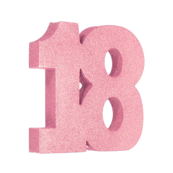 Uxcell Number 18 Glitter Number Birthday Decoration, 7.9" Glitter Number Centerpiece Decoration, Light Pink Numbers Anniversary Table Decorations for Birthday Celebrations Anniversary(7.9" L)