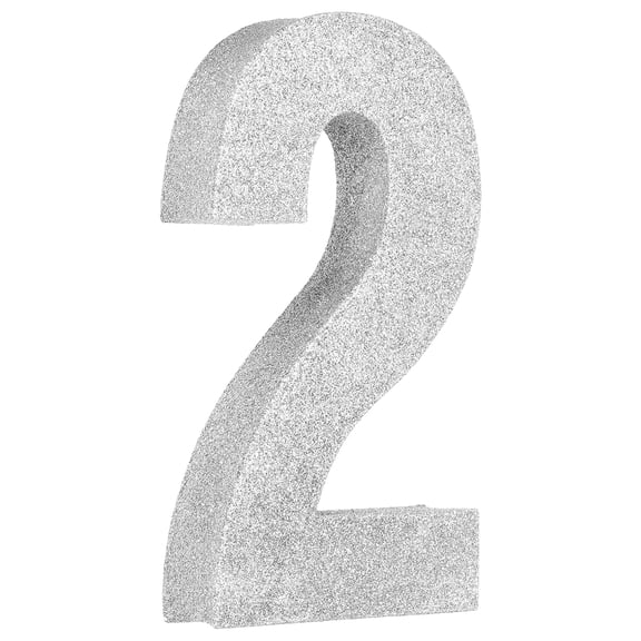 Uxcell Number 2 Glitter Number Birthday Decoration, 7.9" Glitter Number Centerpiece Decoration, Silver Numbers Anniversary Table Decorations for Birthday Celebrations Anniversary(4.3" L)