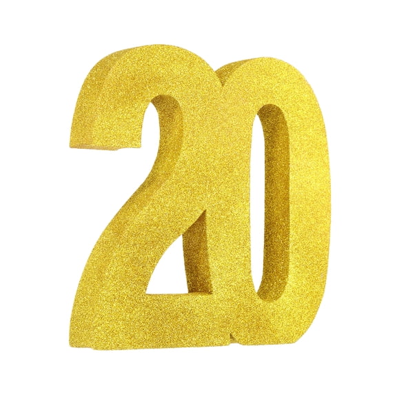 Uxcell Number 20 Glitter Number Birthday Decoration, 7.9" Glitter Number Centerpiece Decoration, Gold Numbers Anniversary Table Decorations for Birthday Celebrations Anniversary(8" L)