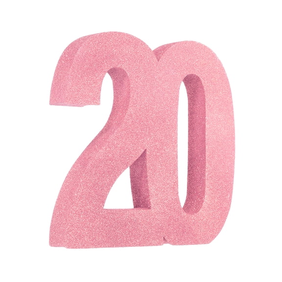 Uxcell Number 20 Glitter Number Birthday Decoration, 7.9" Glitter Number Centerpiece Decoration, Light Pink Numbers Anniversary Table Decorations for Birthday Celebrations Anniversary(7.9" L)