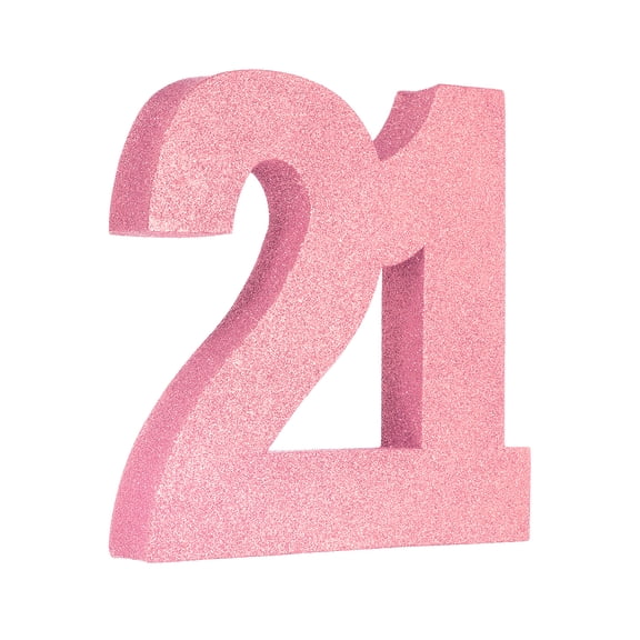 Uxcell Number 21 Glitter Number Birthday Decoration, 7.9" Glitter Number Centerpiece Decoration, Light Pink Numbers Anniversary Table Decorations for Birthday Celebrations Anniversary(7.9" L)