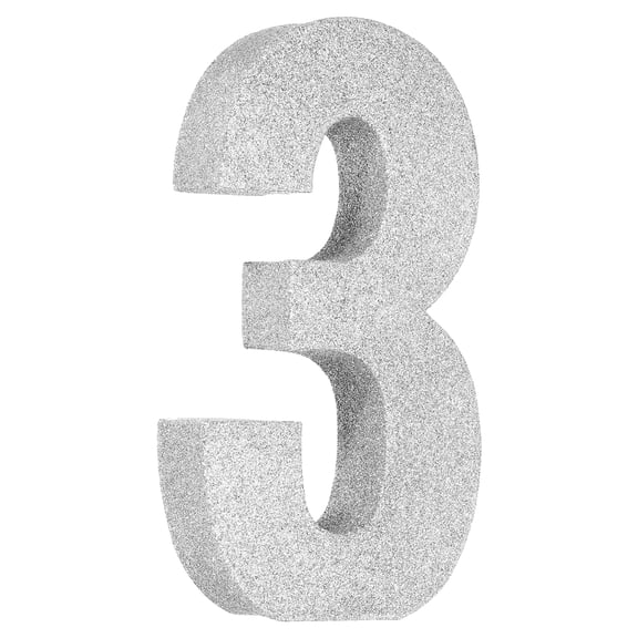 Uxcell Number 3 Glitter Number Birthday Decoration, 7.9" Glitter Number Centerpiece Decoration, Silver Numbers Anniversary Table Decorations for Birthday Celebrations Anniversary(4.3" L)