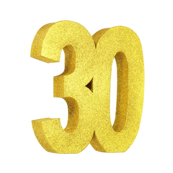 Uxcell Number 30 Glitter Number Birthday Decoration, 7.9" Glitter Number Centerpiece Decoration, Gold Numbers Anniversary Table Decorations for Birthday Celebrations Anniversary(7.9" L)