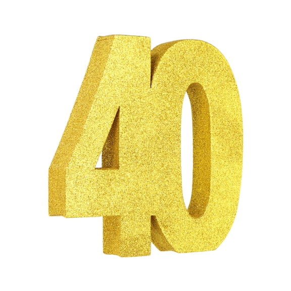Uxcell Number 40 Glitter Number Birthday Decoration, 7.9" Glitter Number Centerpiece Decoration, Gold Numbers Anniversary Table Decorations for Birthday Celebrations Anniversary(7.9" L)