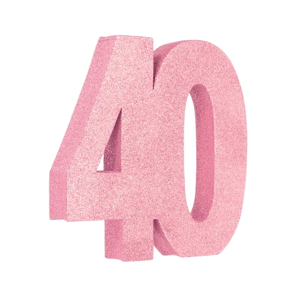 Uxcell Number 40 Glitter Number Birthday Decoration, 7.9" Glitter Number Centerpiece Decoration, Light Pink Numbers Anniversary Table Decorations for Birthday Celebrations Anniversary(7.9" L)