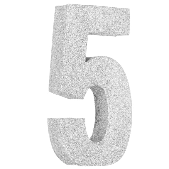 Uxcell Number 5 Glitter Number Birthday Decoration, 7.9" Glitter Number Centerpiece Decoration, Silver Numbers Anniversary Table Decorations for Birthday Celebrations Anniversary(4.3" L)