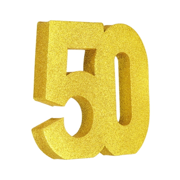 Uxcell Number 50 Glitter Number Birthday Decoration, 7.9" Glitter Number Centerpiece Decoration, Gold Numbers Anniversary Table Decorations for Birthday Celebrations Anniversary(7.9" L)