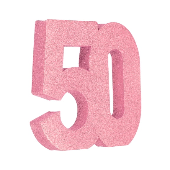 Uxcell Number 50 Glitter Number Birthday Decoration, 7.9" Glitter Number Centerpiece Decoration, Light Pink Numbers Anniversary Table Decorations for Birthday Celebrations Anniversary(7.9" L)