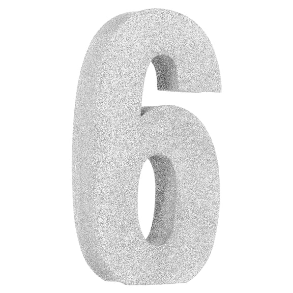 Uxcell Number 6 Glitter Number Birthday Decoration, 7.9" Glitter Number Centerpiece Decoration, Silver Numbers Anniversary Table Decorations for Birthday Celebrations Anniversary(4.3" L)
