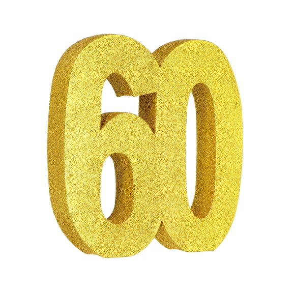 Uxcell Number 60 Glitter Number Birthday Decoration, 7.9" Glitter Number Centerpiece Decoration, Gold Numbers Anniversary Table Decorations for Birthday Celebrations Anniversary(7.9" L)