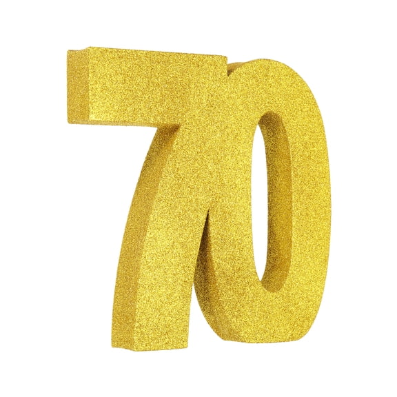Uxcell Number 70 Glitter Number Birthday Decoration, 7.9" Glitter Number Centerpiece Decoration, Gold Numbers Anniversary Table Decorations for Birthday Celebrations Anniversary(7.9" L)