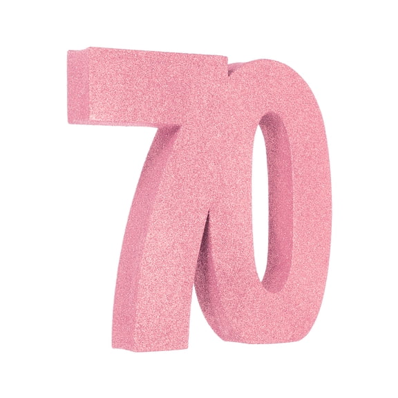 Uxcell Number 70 Glitter Number Birthday Decoration, 7.9" Glitter Number Centerpiece Decoration, Light Pink Numbers Anniversary Table Decorations for Birthday Celebrations Anniversary(7.9" L)