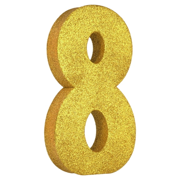 Uxcell Number 8 Glitter Number Birthday Decoration, 7.9" Glitter Number Centerpiece Decoration, Gold Numbers Anniversary Table Decorations for Birthday Celebrations Anniversary(4.3" L)