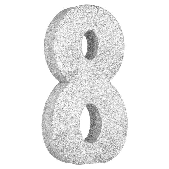 Uxcell Number 8 Glitter Number Birthday Decoration, 7.9" Glitter Number Centerpiece Decoration, Silver Numbers Anniversary Table Decorations for Birthday Celebrations Anniversary(4.3" L)