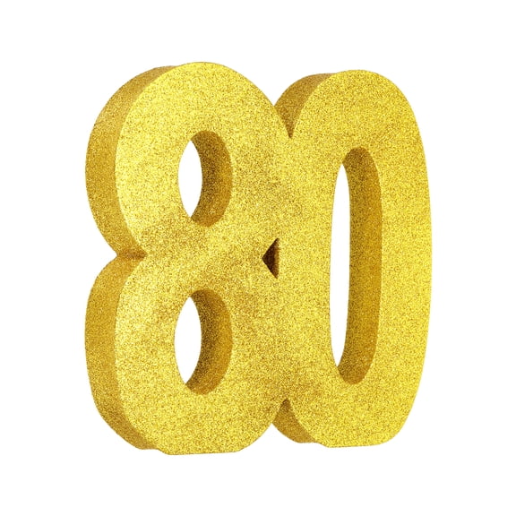 Uxcell Number 80 Glitter Number Birthday Decoration, 7.9" Glitter Number Centerpiece Decoration, Gold Numbers Anniversary Table Decorations for Birthday Celebrations Anniversary(7.9" L)